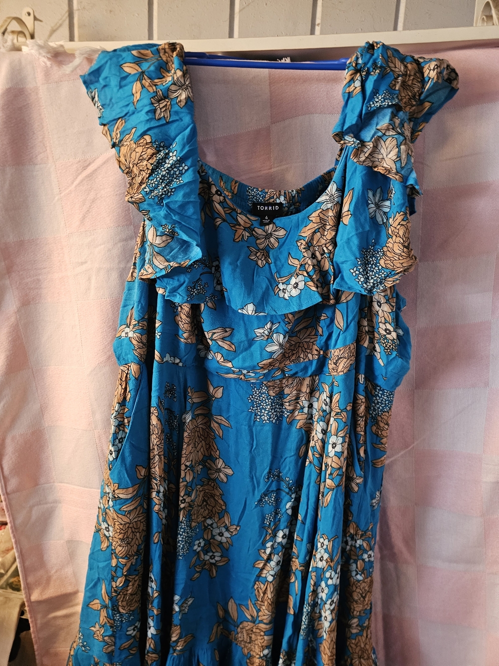Torrid Teal Floral Ruffle Maxi Dress